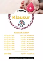 Vorschau - Arbeitsblätter - Klausur zum Blut und zur Bluttransfusion - Deckblatt