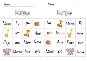 Vorschau - Arbeitsblätter - Silben Bingo zum Lesen lernen - 1. Klasse (Mimi Fibel) Buchstaben M,I,A,P - Seite 2