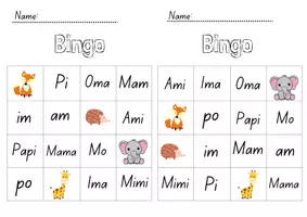 Vorschau - Arbeitsblätter - Silben Bingo zum Lesen lernen - 1. Klasse (Mimi Fibel) Buchstaben M,I,A,P - Seite 3