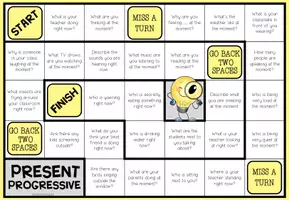 Vorschau - Arbeitsblätter - PRESENT PROGRESSIVE - Conversation Board Game - Seite 1