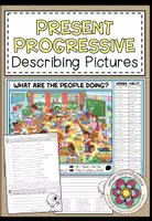 Vorschau - Arbeitsblätter - PRESENT PROGRESSIVE - Describing Pictures (Speaking + Writing) - Deckblatt