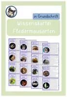 Vorschau - Anderer Materialtyp - Wissenskartei Fledermaus Fledermausarten in Grundschrift - Deckblatt