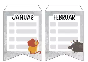 Vorschau - Mal- und Bastelvorlagen - Geburtstagskalender-Wimpelkette - tierischeGlückwünsche - Geburtstag - Seite 1