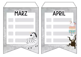 Vorschau - Mal- und Bastelvorlagen - Geburtstagskalender-Wimpelkette - tierischeGlückwünsche - Geburtstag - Seite 2