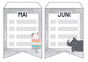 Vorschau - Mal- und Bastelvorlagen - Geburtstagskalender-Wimpelkette - tierischeGlückwünsche - Geburtstag - Seite 3