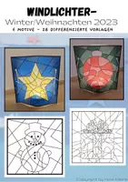 Vorschau - Mal- und Bastelvorlagen - Windlichter Winter Weihnachten, differenziert (2023) - Deckblatt