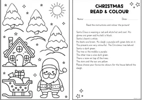 Aperçu - Matériel pour travaux manuels / dessin - Christmas Read and Colour Worksheet | #anglais - Page 1
