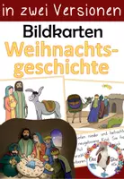 Vorschau - Präsentationen/Tafelbilder - Weihnachtgeschichte - Geburt Jesu - Bildkarten & Textkarten in 2 Versionen - Deckblatt
