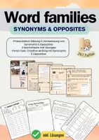 Vorschau - Arbeitsblätter - Word families (inkl. Lösung) Synonyms & Opposites - Deckblatt