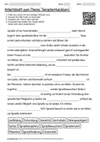 Vorschau - Arbeitsblätter - Arbeitsblatt "Sprachentwicklung" + interaktive Lösung & MP3 + Mindmap + Infografik - Deckblatt