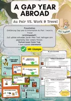 Vorschau - Arbeitsblätter - A gap year abroad: AuPair VS. Work & Travel.Tandem & Statements - Deckblatt