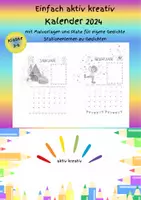Vorschau - Mal- und Bastelvorlagen - Kalender 2024 - zum Dekorieren und Schreiben eigener Gedichte - Deckblatt
