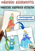 Vorschau - Arbeitsblätter - Märchen ASCHENPUTTEL: Bastelvorlage: Magisches Klappbuch! - Deckblatt