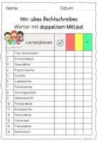 Vorschau - Stundenentwürfe - Rechtschreibung / LERNWÖRTER Doppelkonsonanten / Lerntheke - Seite 1