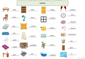 Vorschau - Arbeitsblätter - Arbeitsblatt: furniture (mit Lösung) - Seite 2