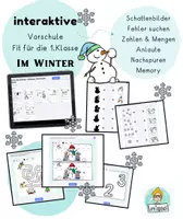 Vorschau - Stationenlernen - Interaktive Übungsaufgaben Vorschule Fit für die Schule 1. Klasse Winter - Deckblatt