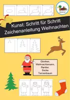 Vorschau - Mal- und Bastelvorlagen - Materialpaket: Kunst: Zeichenvorlagen: Schritt für Schritt Anleitungen: Weihnachten (Sparpaket) - Deckblatt