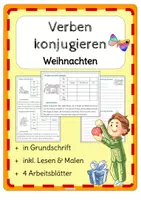 Vorschau - Arbeitsblätter - DaF/DaZ Verben konjugieren Präsens Weihnachten - Deckblatt