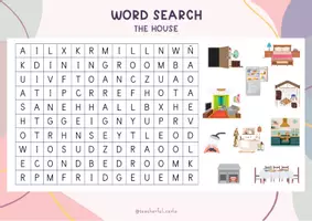 Vista previa - Juegos / Gamificación - Rooms of the house WORD SEARCH - Encuentra la palabra Partes de la Casa - página 1