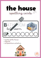 Vista previa - Tarjetas / Manipulativos - THE HOUSE Spelling Cards - Rooms, objects and prepositions of place - Portada