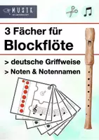 Vorschau - Mal- und Bastelvorlagen - MUSIK ✂️ Blockflöte deutsche Griffweise als Fächer • Griff Note Notennamen - Deckblatt