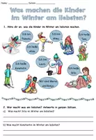 Vorschau - Arbeitsblätter - Hören oder lesen "Was machen die Kinder im Winter am liebsten?" 3-fach differenziert - DaZ / DaF / Deutsch - Seite 1