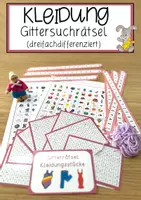 Vorschau - Anderer Materialtyp - Kleidung – Gittersuchrätsel (dreifachdifferenziert) - Deckblatt