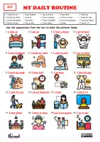 Vista previa - Hojas de trabajo - MY DAILY ROUTINE – Matching Worksheet - página 2