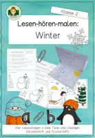 Vorschau - Arbeitsblätter - Partnerlesen (Lesen-hören-malen): Winter (Klasse 2) - Deckblatt