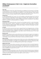 Vorschau - Arbeitsblätter - William Shakespeare (1564-1616) - Englischer Dramatiker und Dichter - Deckblatt