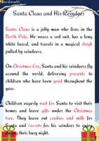 Vista previa - Hojas de trabajo - Santa Claus and his Reindeer Reading. - página 1
