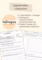 Vorschau - Arbeitsblätter - Exponentielles Wachstum, Vergleich lineares Wachstum - Deckblatt
