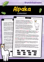 Vorschau - Arbeitsblätter - Lückentext Alpaka - Deckblatt
