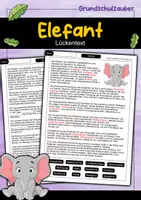Vorschau - Arbeitsblätter - Lückentext Elefant - Deckblatt