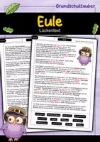 Vorschau - Arbeitsblätter - Lückentext Eule - Deckblatt