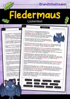 Vorschau - Arbeitsblätter - Lückentext Fledermaus - Deckblatt