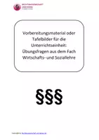 Vorschau - Stundenentwürfe - Unterrichtseinheit inkl. Übungen zur Wirtschafts- und Soziallehre (WiSo) - Deckblatt
