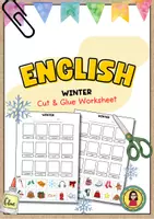 Aperçu - Feuilles d'exercices - Fiche de travail sur le découpage et le collage de l'hiver | Vocabulaire - Page de couverture