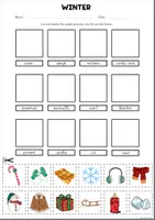 Aperçu - Feuilles d'exercices - Fiche de travail sur le découpage et le collage de l'hiver | Vocabulaire - Page 1
