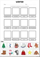 Aperçu - Feuilles d'exercices - Fiche de travail sur le découpage et le collage de l'hiver | Vocabulaire - Page 2