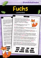 Vorschau - Arbeitsblätter - Lückentext Fuchs - Deckblatt