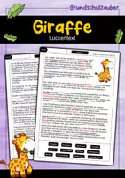 Vorschau - Arbeitsblätter - Lückentext Giraffe - Deckblatt