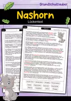 Vorschau - Arbeitsblätter - Nashorn Lückentext - Deckblatt