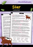Vorschau - Arbeitsblätter - Lückentext Stier - Deckblatt