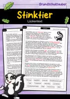 Vorschau - Arbeitsblätter - Lückentext Stinktier - Deckblatt