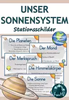 Vorschau - Aufgabenkarten - Sonnensystem und Planeten: Stationsschilder für das Lapbook - Deckblatt