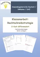 Vorschau - Klassenarbeiten - Klassenarbeit Rechtschreibstrategien - Deckblatt