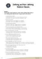 Vorschau - Arbeitsblätter - Exercise - Defining and Non-defining Relative Clauses. - Deckblatt