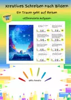 Vorschau - Mal- und Bastelvorlagen - Ein Traum geht auf Reisen - kreatives Schreiben nach Bildern (binnendifferenziert) - Deckblatt