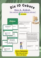 Vorschau - Arbeitsblätter - Die 10 Gebote: Das 4. Gebot (Du sollst deine Eltern ehren) - Deckblatt